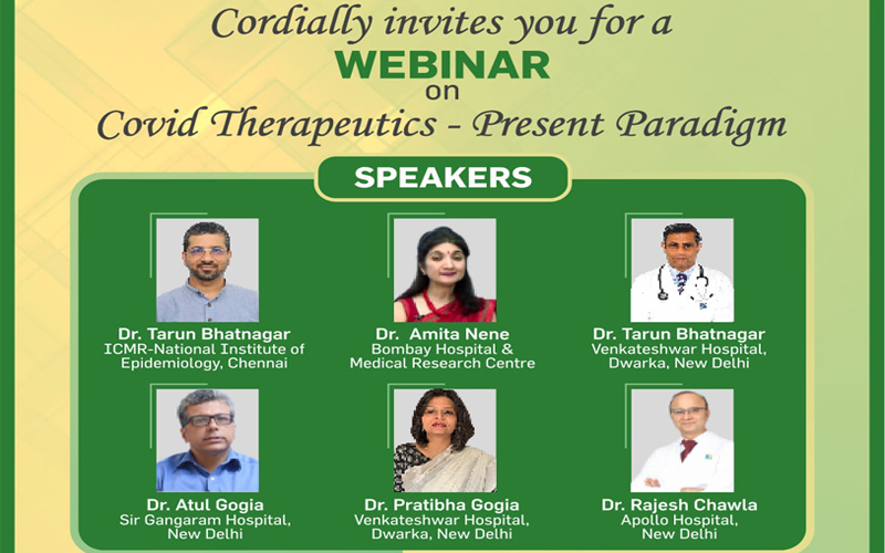 Venkateshwar Hospital Cordially invites you for a WEBINAR on Covid Therapeutics - Present Paradigm